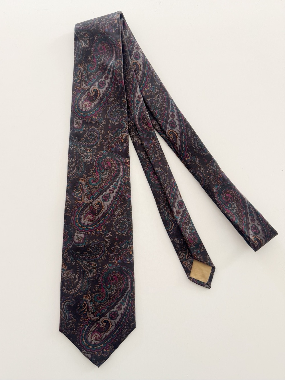 Vintage 90s Paisley 100% Italian Silk Tie Hand Made USA